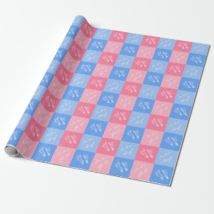 Roze en blauwe voetafdrukken Baby Cadeaupapier