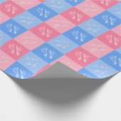 Roze en blauwe voetafdrukken Baby Cadeaupapier (Hoek)