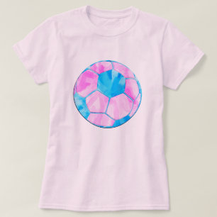 Roze en blauwe Voetbal tinkleurstof T-shirt