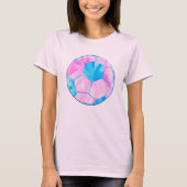 Roze en blauwe Voetbal tinkleurstof T-shirt (Voorkant)
