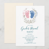 Roze en blauwe voetstappen Gender Reveal Party Kaart (Voorkant / Achterkant)