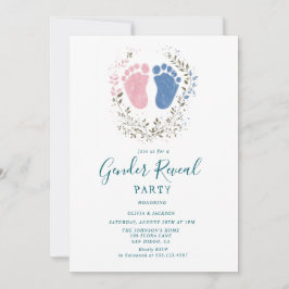 Roze en blauwe voetstappen Gender Reveal Party Kaart