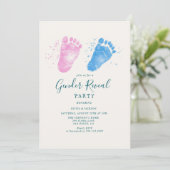 Roze en blauwe voetstappen Gender Reveal Party Kaart (Staand voorkant)