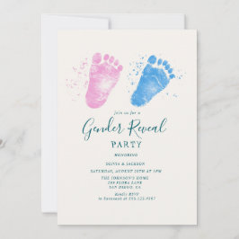 Roze en blauwe voetstappen Gender Reveal Party Kaart