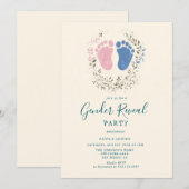Roze en blauwe voetstappen Gender Reveal Party Kaart (Voorkant / Achterkant)
