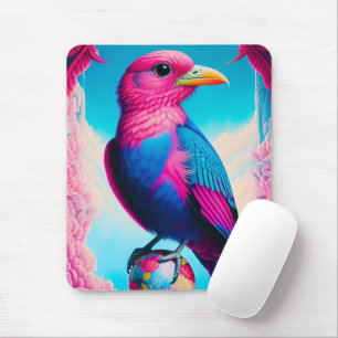 Roze en blauwe vogel muismat