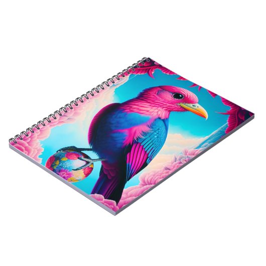 Roze en blauwe vogel notitieboek (Linkerzijde)