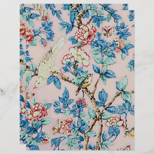 Roze en blauwe vogels origamipapier (Voorkant / Achterkant)