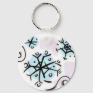 Roze en blauwe vorst Snowflakes Sleutelhanger