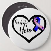 Roze en blauwe waakzaamheid lint voor mijn helm ronde button 6,0 cm (Voorkant /achterkant)