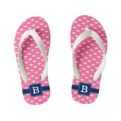 Roze en blauwe walvissen vierkant monogram kinder teenslippers (Voetbed)