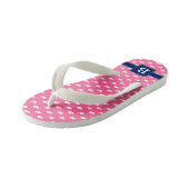 Roze en blauwe walvissen vierkant monogram kinder teenslippers (Schuin)