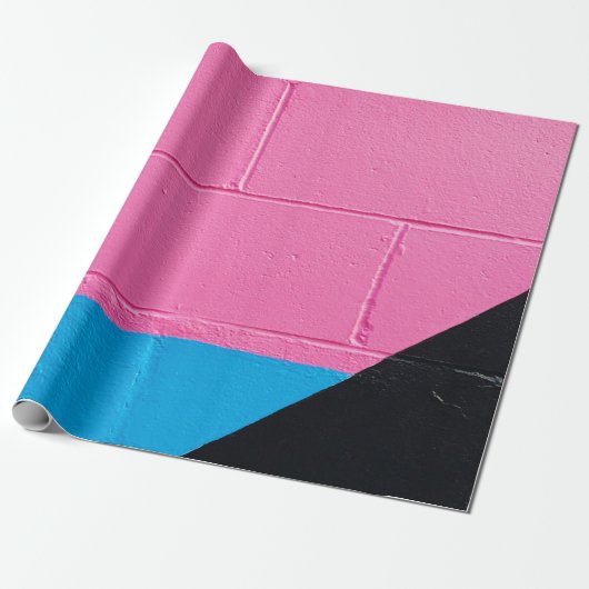 Roze en blauwe wand cadeaupapier (Uitgerold)