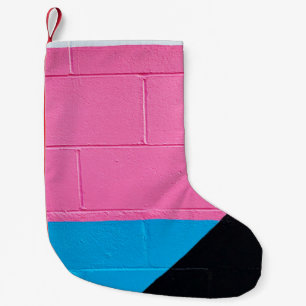 Roze en blauwe wand kleine kerstsok