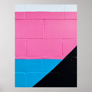 Roze en blauwe wand poster