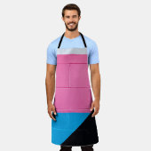 Roze en blauwe wand schort (Gedragen)