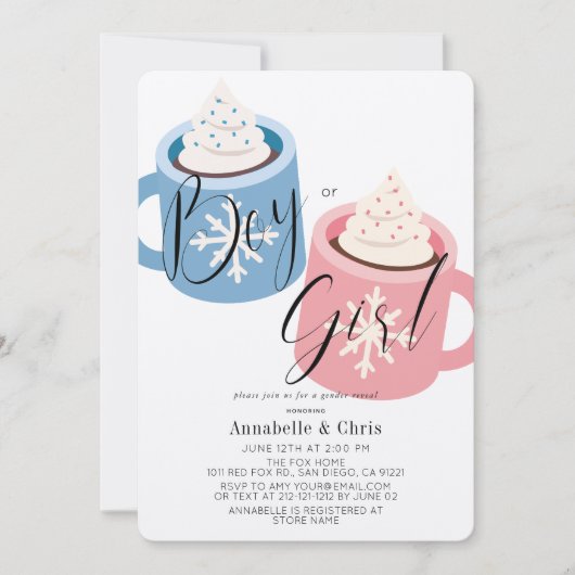 Roze en blauwe warme chocolade Mokken Kaart (Voorkant)