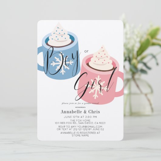 Roze en blauwe warme chocolade Mokken Kaart (Staand voorkant)