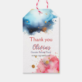 Roze en Blauwe Watercolour Geslacht Onthullen Cadeaulabel