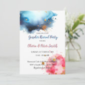 Roze en Blauwe Watercolour Geslacht Onthullen Kaart (Staand voorkant)