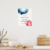 Roze en Blauwe Watercolour Geslacht Onthullen Poster (Keuken)