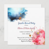 Roze en Blauwe Watercolour Geslacht Onthullen Save The Date (Voorkant / Achterkant)