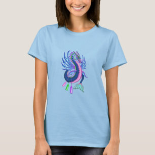 Roze en blauwe waterdraak t-shirt
