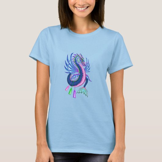 Roze en blauwe waterdraak t-shirt (Voorkant)