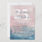 Roze en blauwe waterverf 25-jarig jubileum kaart (Voorkant)