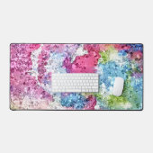 Roze en Blauwe Waterverf Artistiek Ontwerp Bureaumat (Keyboard & Muis)