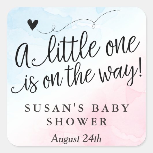 Roze en blauwe Waterverf Baby shower Dank u Label (Voorkant)