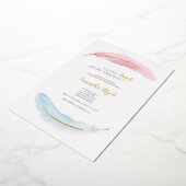 Roze en blauwe Waterverf Baby shower Folie Uitnodiging (Gedraaid)