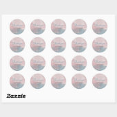 Roze en blauwe waterverf bedanklabel ronde sticker (Vel)