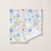 Roze en blauwe waterverf bloemen. bad handdoek (Wasdoekje)