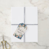 Roze en blauwe Waterverf bloemen bruiloft Cadeaulabel (Met Touw)