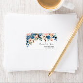 Roze en blauwe Waterverf bloemen bruiloft Etiket (Insitu)