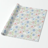 Roze en blauwe waterverf bloemen. cadeaupapier (Uitgerold)