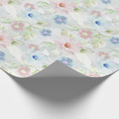 Roze en blauwe waterverf bloemen. cadeaupapier (Hoek)