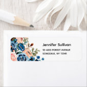 Roze en blauwe Waterverf bloemen Etiket (Insitu)