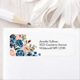 Roze en blauwe Waterverf bloemen Etiket