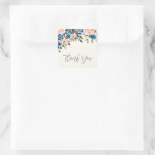 Roze en blauwe Waterverf bloemen Hartelijk dank Vierkante Sticker (Tas)