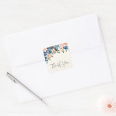 Roze en blauwe Waterverf bloemen Hartelijk dank Vierkante Sticker (Envelop)