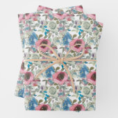 Roze en blauwe Waterverf bloemen Inpakpapier Vel (In situ)