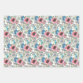 Roze en blauwe Waterverf bloemen Inpakpapier Vel (Voorkant)