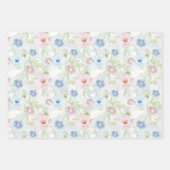 Roze en blauwe waterverf bloemen. inpakpapier vel (Voorkant)