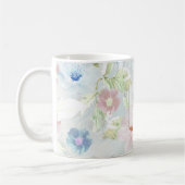 Roze en blauwe waterverf bloemen, koffie-mok koffiemok (Links)
