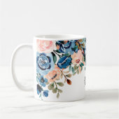 Roze en blauwe Waterverf bloemen Koffiemok (Links)