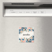 Roze en blauwe Waterverf bloemen Magneet (Insitu (Vaatwasser))