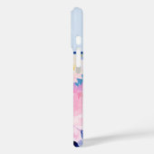 Roze en Blauwe Waterverf Bloemen Monogrammed Case-Mate iPhone Case (Achterkant / Links)