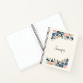 Roze en blauwe Waterverf bloemen Notitieboek (Binnen)